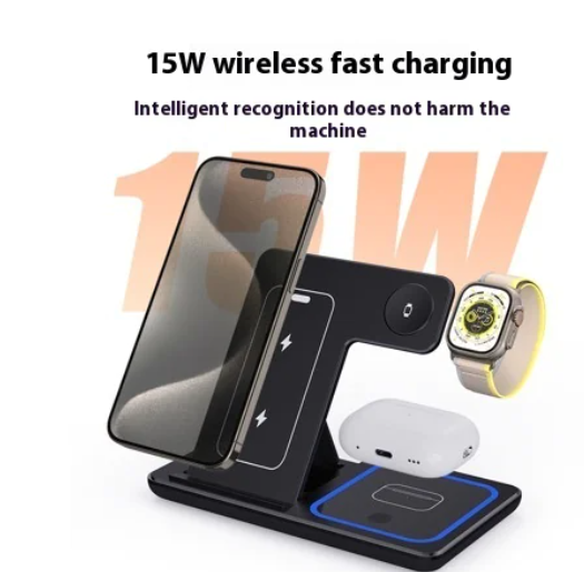 3 In 1 LED Fast Wireless Charger Stand Foldable Charging Station
